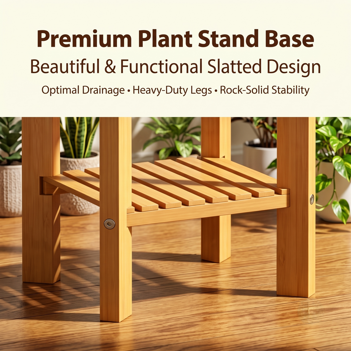 Vertical Solid Wood Plant Stand
