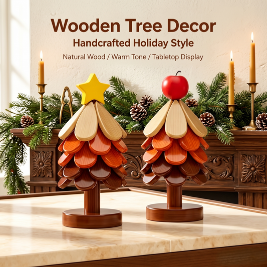 Tree-Shaped Wooden Coaster Decor Set