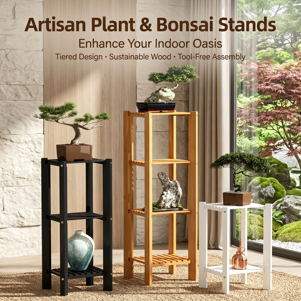 Vertical Solid Wood Plant Stand