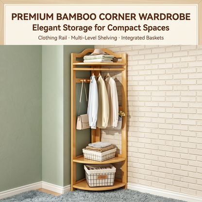 Bamboo Corner Clothes Garment Rack