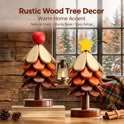 Tree-Shaped Wooden Coaster Decor Set