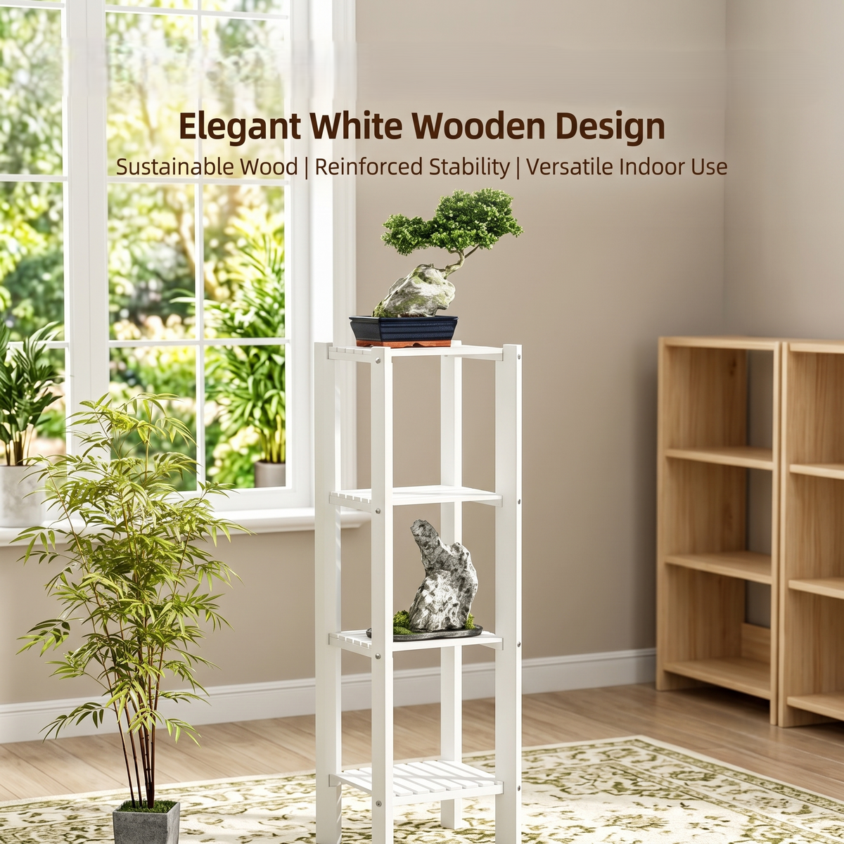 Vertical Solid Wood Plant Stand