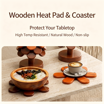 Tree-Shaped Wooden Coaster Decor Set