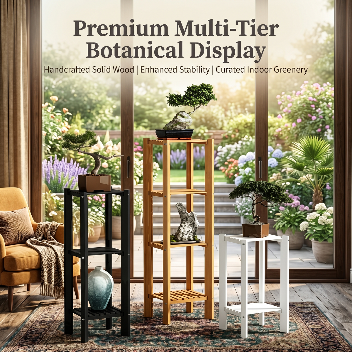 Vertical Solid Wood Plant Stand