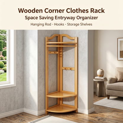 Bamboo Corner Clothes Garment Rack