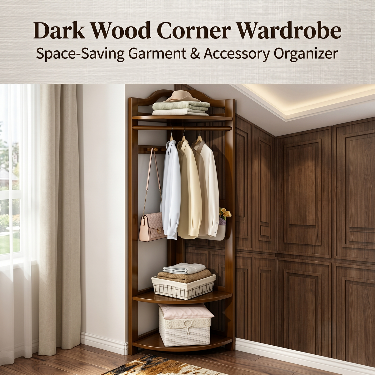 Bamboo Corner Clothes Garment Rack