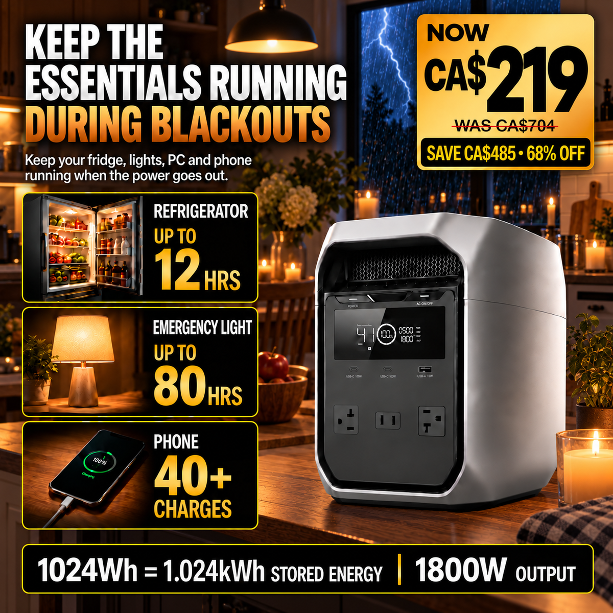 1024Wh Portable Power Station